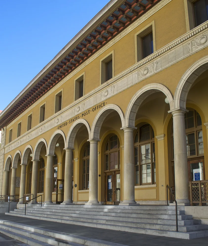 Arched entrance of the historic Berkeley Main Post Office