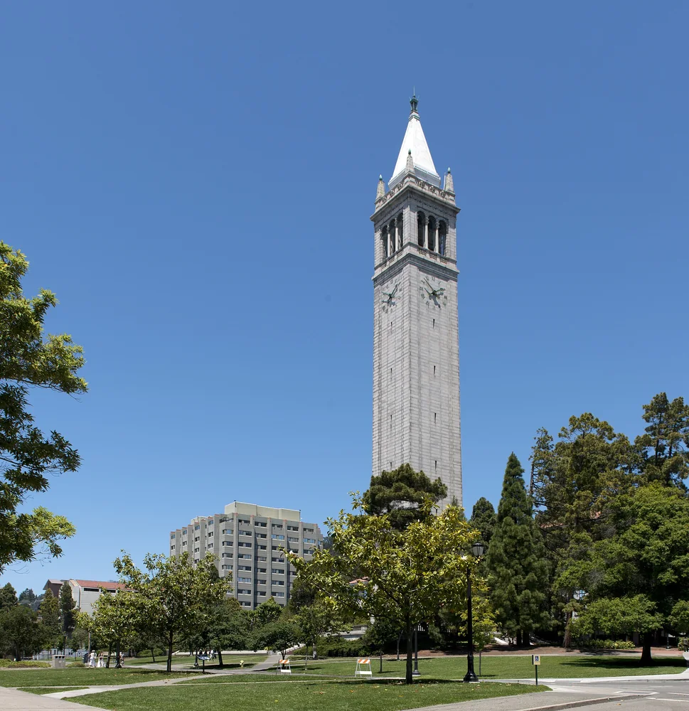 Sather Tower rising above the UC Berkeley campus